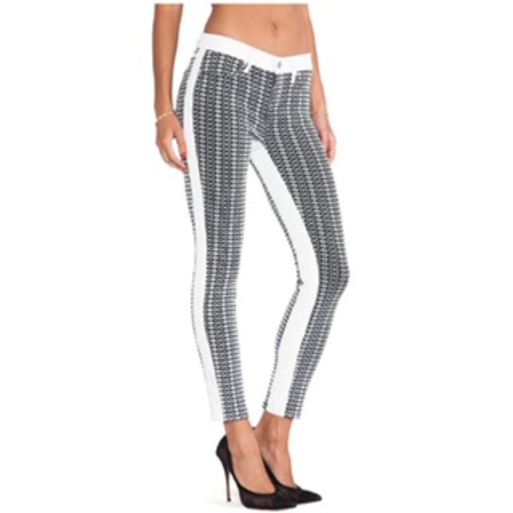 7 FOR ALL MANKIND PIECED JACQUARD SKINNY JEAN  28